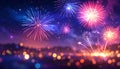 Golden Fireworks Display Over City Royalty Free Stock Photo