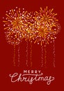 Golden fireworks on red background - vertical greeting card for Christmas design Royalty Free Stock Photo