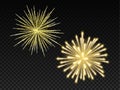 Golden fireworks, sparkles flashes over dark background for festive celebration, new year eve Royalty Free Stock Photo