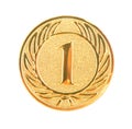 Golden first place medal isolated Royalty Free Stock Photo