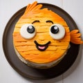 Golden Fish Cake: A Cartoon Style Rice Pudding Face Cake