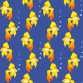 Golden fish from the fairy tales and legends, seamless pattern