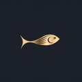 Golden Fish Logo Design In Chiaroscuro Woodcut Style