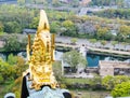 Golden fish sculpture at Osaka castle, Osaka Japan 4 Royalty Free Stock Photo