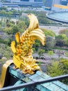 Golden fish sculpture at Osaka castle, Osaka Japan 1 Royalty Free Stock Photo