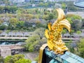 Golden fish sculpture at Osaka castle, Osaka Japan 3 Royalty Free Stock Photo