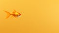 Minimal Retouching: A Colorful Golden Fish In A Vibrant Yellow Background Royalty Free Stock Photo