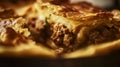 Rustic Bobotie Pie with Golden Flaky Crust in Warm Earthy Tones, created using generative AI tools