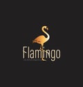 Golden flamingo. Logo, emblem.