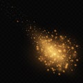 Golden flash, galaxy, camet in the sky, bright star, shiny dust Royalty Free Stock Photo