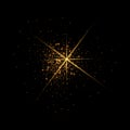 Golden flash in the sky, bright star, shiny dust Royalty Free Stock Photo
