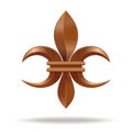 Golden Fleur-de-lis or flower-de-luce. Stylized lily. Decorative