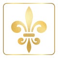 Golden fleur-de-lis heraldic emblem foil 2 Royalty Free Stock Photo