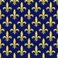 Golden fleur de lis royal lily vector seamless pattern