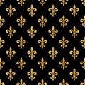 Golden fleur-de-lis seamless pattern black 1