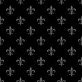 Golden fleur-de-lis seamless pattern. Black white template. Floral classic texture. Elegant decoration, royal lily retro Royalty Free Stock Photo