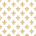 Golden fleur-de-lis seamless pattern white 2 Royalty Free Stock Photo