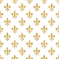Golden fleur-de-lis seamless pattern white 1