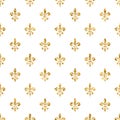 Golden fleur-de-lis seamless pattern white 4