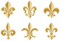 Golden Fleur-de-lis symbols as vector.