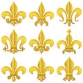 Golden Fleur de Lys Set Royalty Free Stock Photo