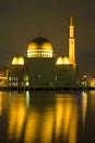 Golden Floating Mosque at Night