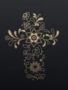 Golden floral Christianity cross.