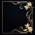 golden floral frame on black background Royalty Free Stock Photo