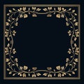 golden floral frame on a black background Royalty Free Stock Photo