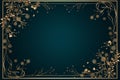 golden floral frame on a dark blue background Royalty Free Stock Photo