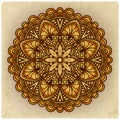 Golden floral ornament. circular pattern old background