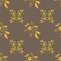 Golden floral ornament seamless background. Vector