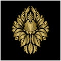 Golden Floral Ornament Vintage Decorative Vector Ilustration