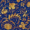 Golden floral pattern on blue backgraund