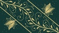 Golden Floral Pattern with Diagonal Stripes, vector design Generative AI Royalty Free Stock Photo