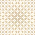 Golden floral seamless pattern. Abstract geometric texture with small flowers, squares, grid, lattice, repeat tiles. Royalty Free Stock Photo