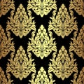 Golden floral seamless Pattern on black. Royalty Free Stock Photo