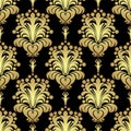 Golden floral seamless Pattern on black Royalty Free Stock Photo