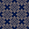 Golden floral seamless pattern on blue background Royalty Free Stock Photo