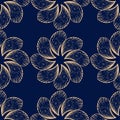 Golden floral seamless pattern on blue background Royalty Free Stock Photo