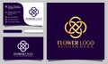 Golden flower fasion vintage logo designs vector illustration, business card template