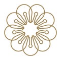 Golden flower. Line ornament. Circle floral logo Royalty Free Stock Photo