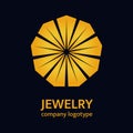 Golden flower logo design. Jewelry arabic vector logotype. Luxury gold emblem, brand or company name. Round geometric floral icon