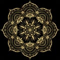 Golden Flower Mandala. Vintage decorative elements. Oriental pattern, illustration. Islam, Arabic, Indian, moroccan,spain, Royalty Free Stock Photo