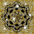 Golden Flower Mandala. Vintage decorative elements. Oriental pattern, . Islam, Arabic, Indian, moroccan, spain, turkish, Royalty Free Stock Photo