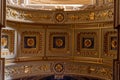 Budapest, Hungary - Feb 8, 2020: Golden flower mural ornamentation on the archway in St. Stephen`s Basilica