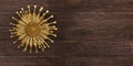 Golden flower on wooden board. 3D render. 3D illustration Royalty Free Stock Photo