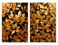 golden flowers wall decor. 3d mural wall frame wallpaper, in black background for home wall decor Royalty Free Stock Photo