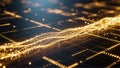 Golden Flowing Data Lines Forming a Radiant Futuristic Technology Background Royalty Free Stock Photo