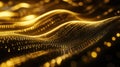 Golden flowing digital waves creating abstract particle data streams Royalty Free Stock Photo